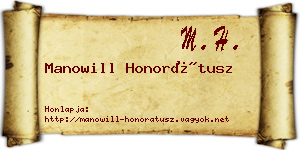 Manowill Honorátusz névjegykártya